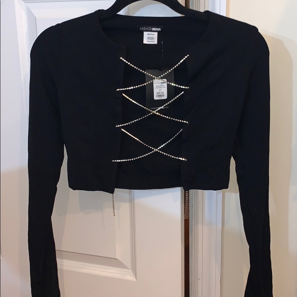 Long sleeve chain crop top
